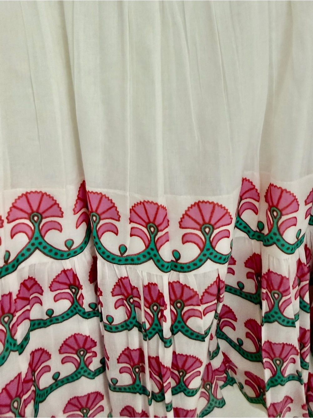 Oliphant White Cotton sleeveless dress with Pink and teal Floral detail Sz M - Picture 3 of 5